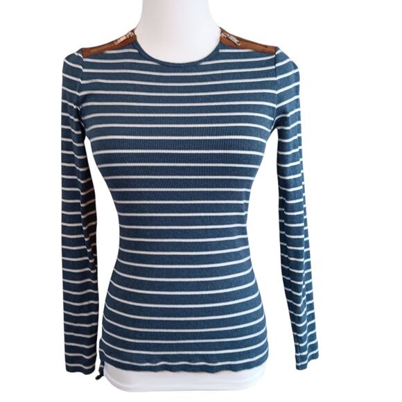 RALPH LAUREN Retro Striped Zipper Top Shirt XS Cotton Nautical Preppy Classic - Picture 1 of 8